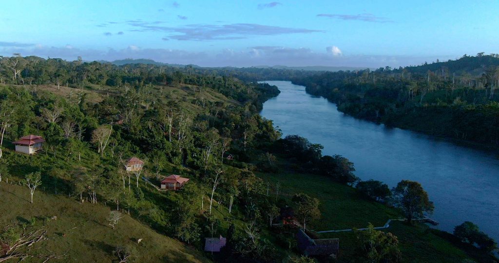 Guacimo Lodge in Nicaragua on the left bank of the Río San Juan, and Costa Rica on the right side of the river.