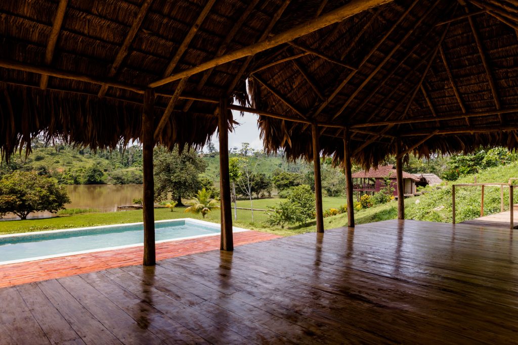The yoga deck at Guacimo Lodge where you can practice yoga in Nicaragua.